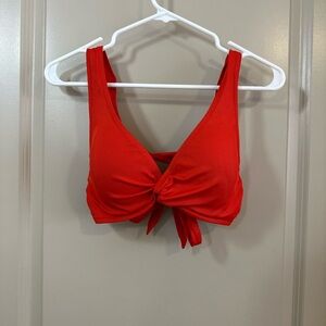 Red Tie-Front Bikini Top